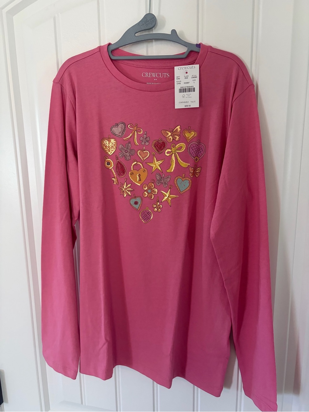 Crewcuts Pink Long-Sleeve Heart & Charm Graphic Tee
